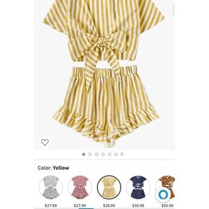 Crop Top with Ruffle Trim Shorts Set